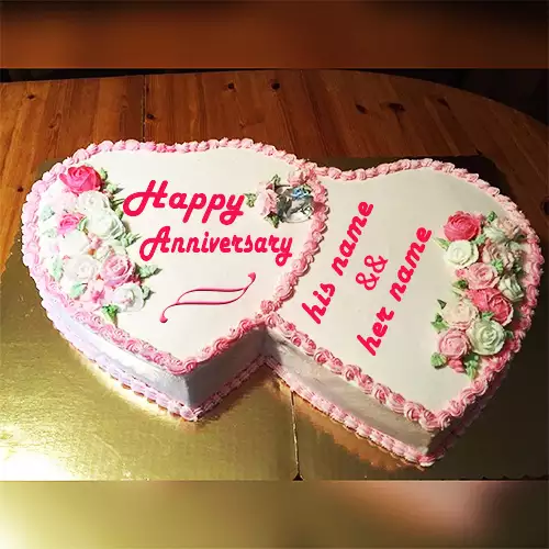 Anniversary Double Cake With Name